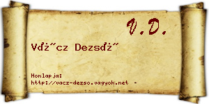 Vácz Dezső névjegykártya